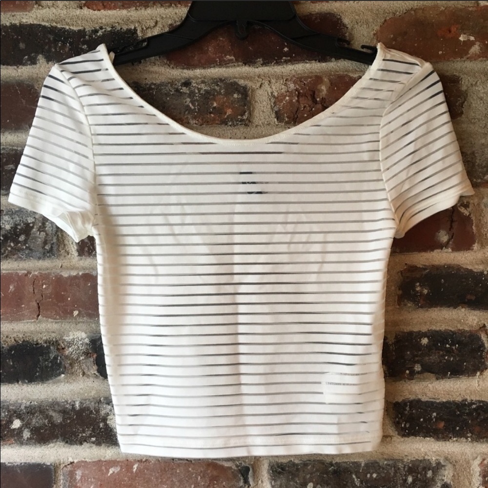 NWOT - H&M Cropped Striped See Through Top